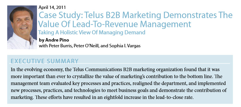 Forrester Research Case Study: TELUS B2B Marketing Demonstrates The Value of Lead-To-Revenue Management