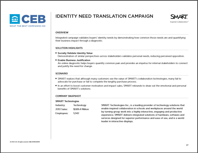 CEB Case study of personal need validation campaign by SMART technologies